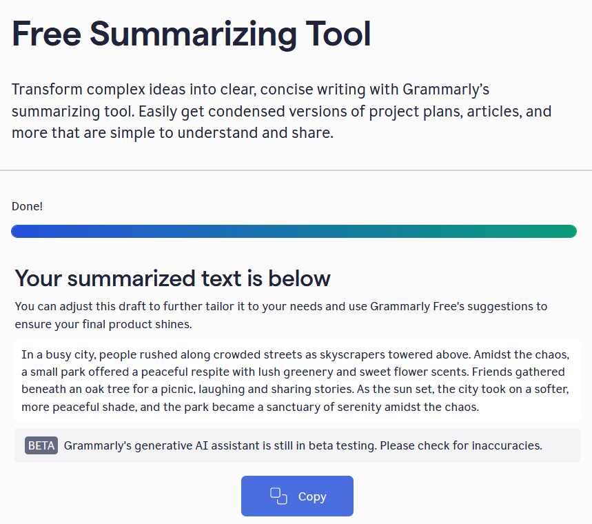 grammarly summarizer