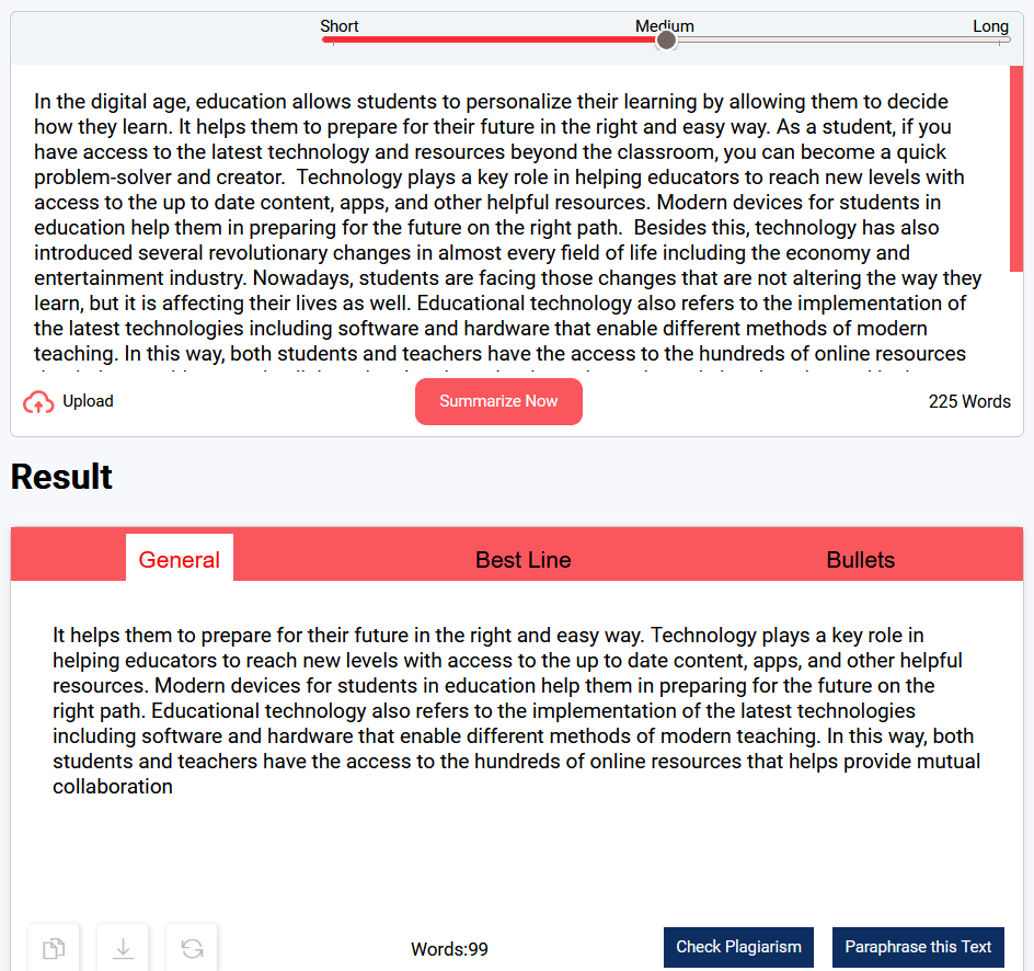 summarizing tool