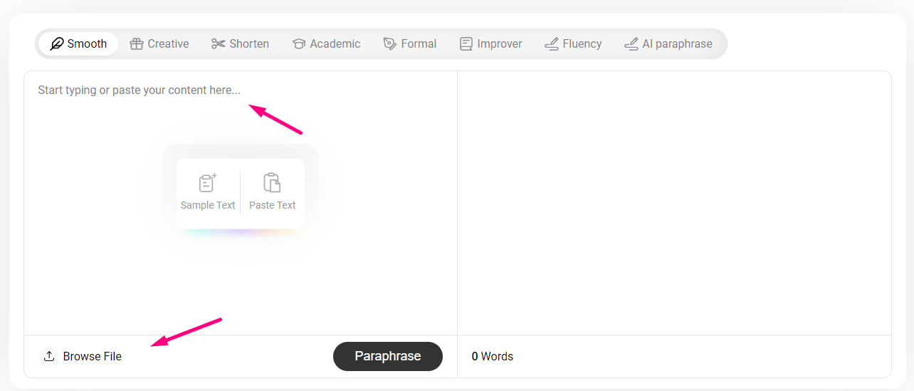 paraphrasing tool input