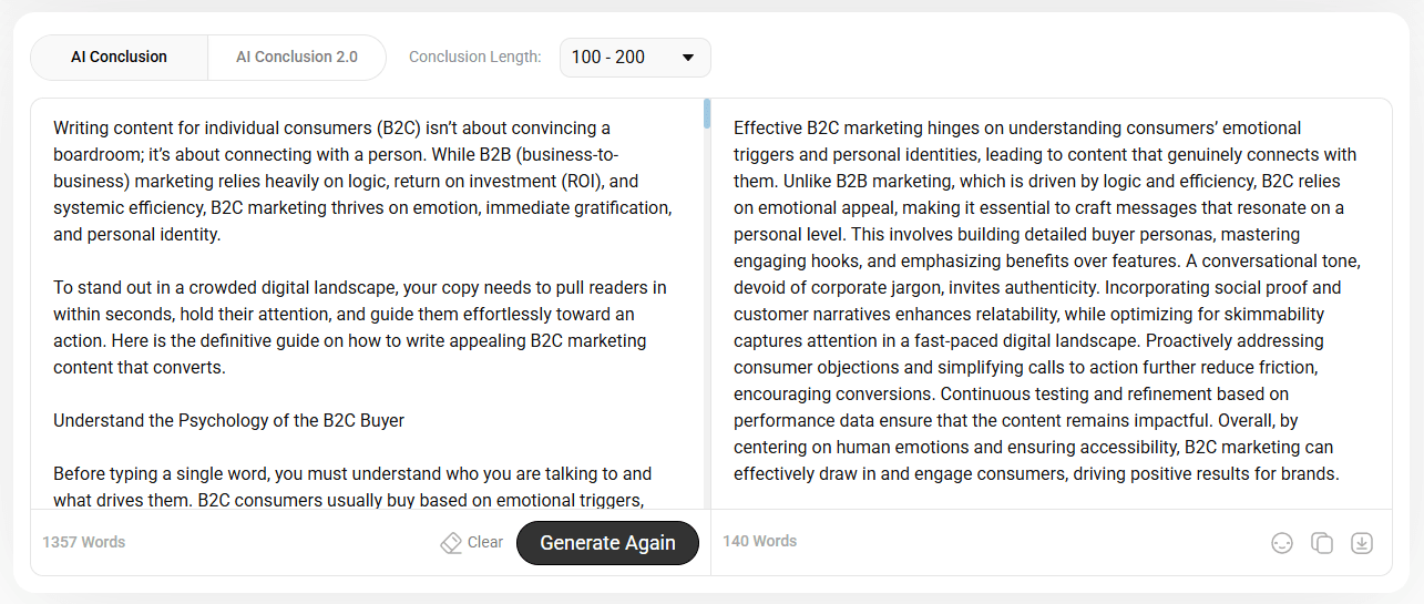 Conclusion Generator by AI Summarizer