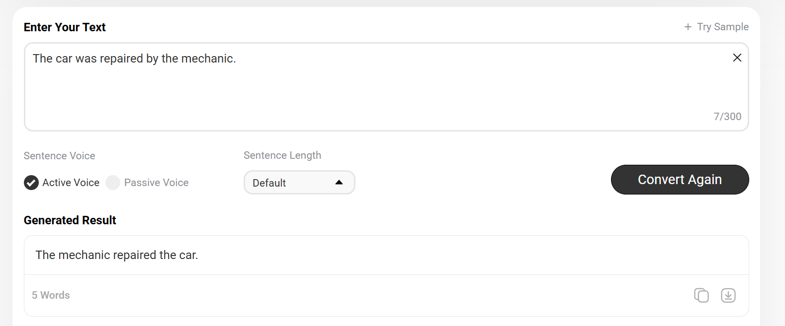 active and passive voice converter